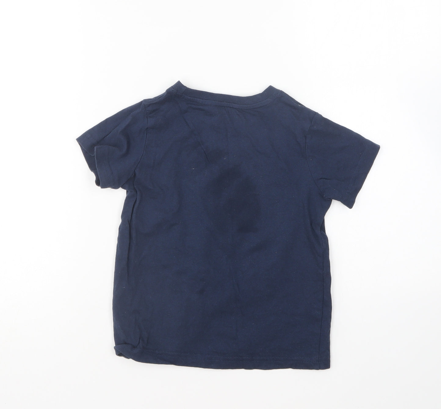 Primark Boys Blue Cotton Basic T-Shirt Size 3-4 Years Round Neck - Brave the Waves