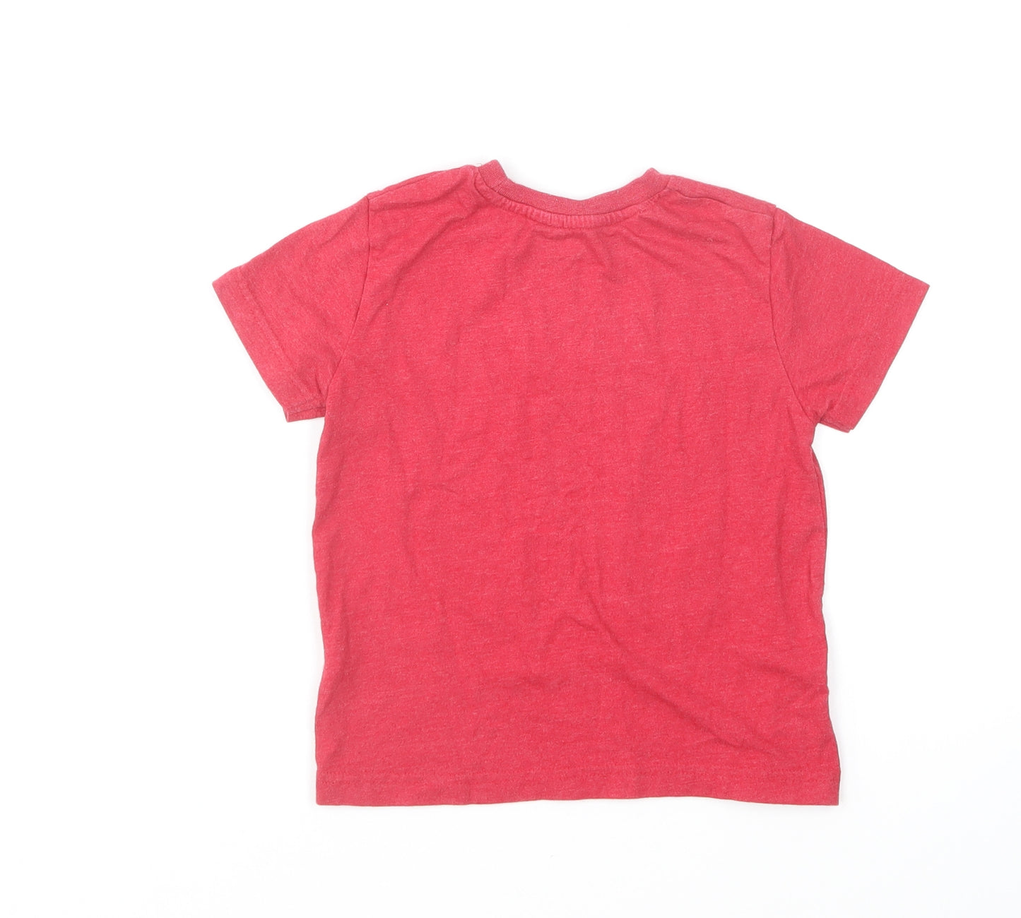 Primark Boys Red Cotton Basic T-Shirt Size 3-4 Years Round Neck - Here comes trouble