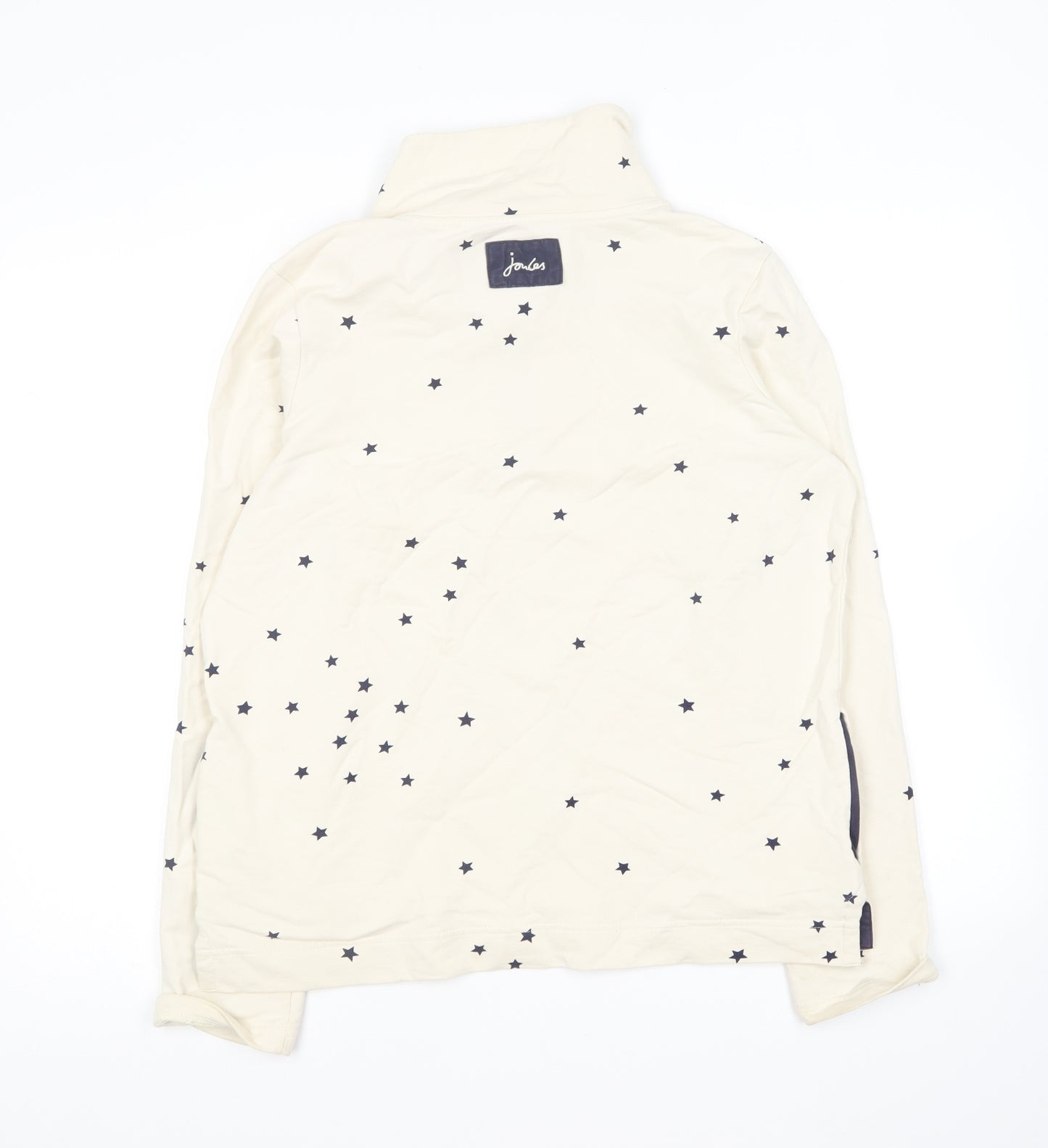 Joules Womens Ivory Collared Geometric Cotton Pullover Jumper Size 12