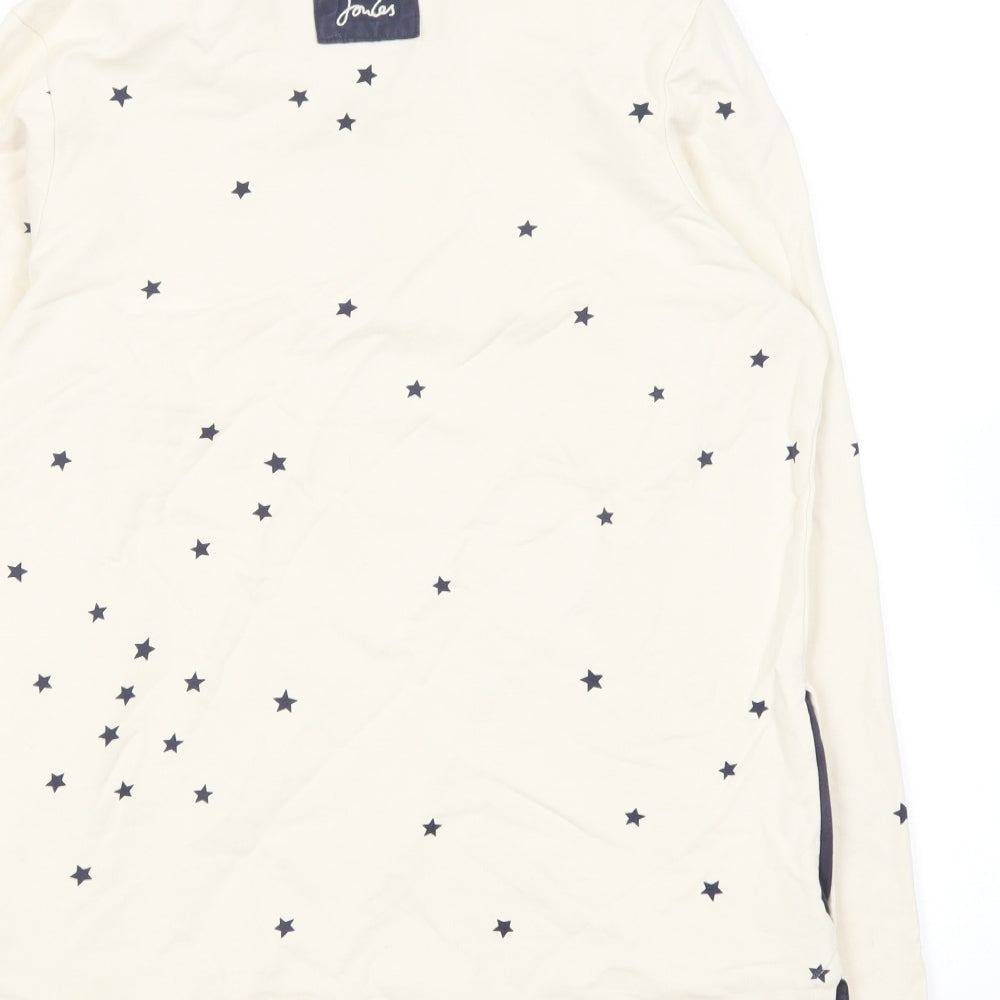 Joules Womens Ivory Collared Geometric Cotton Pullover Jumper Size 12