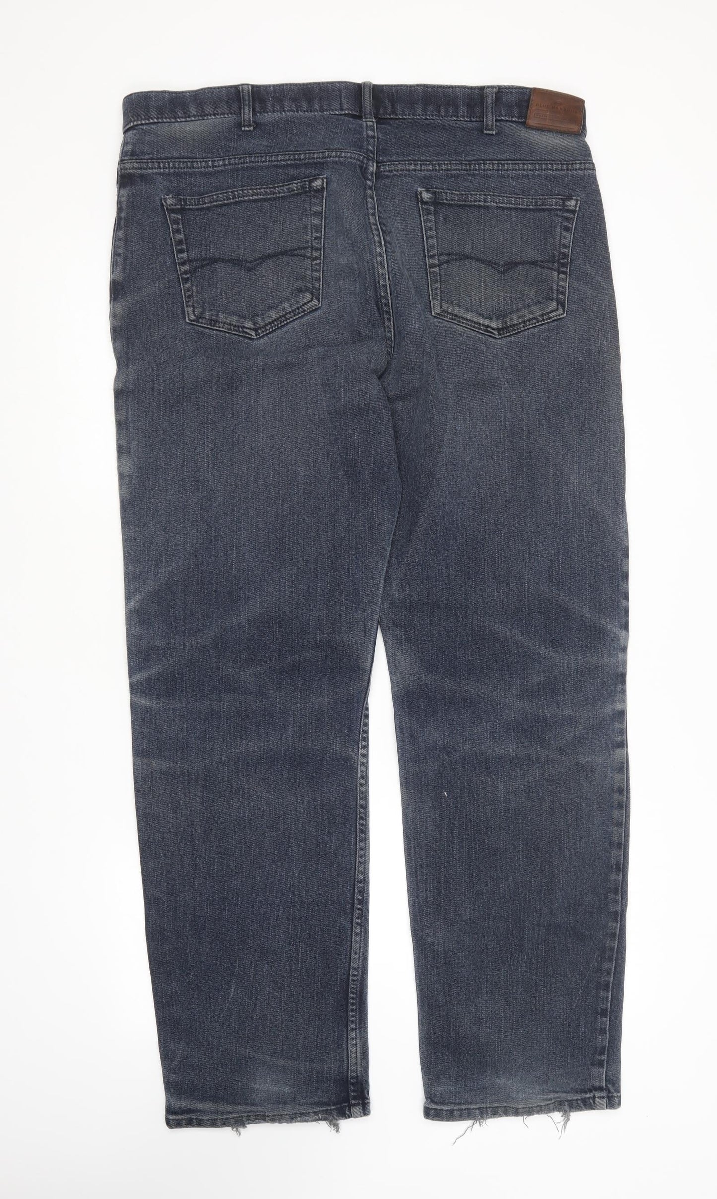 Blue Harbour Mens Blue Cotton Straight Jeans Size 40 in L33 in Regular