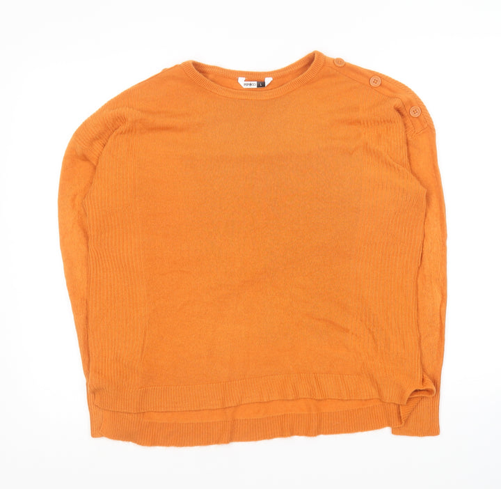 Pep&Co Womens Orange Round Neck Acrylic Pullover Jumper Size L