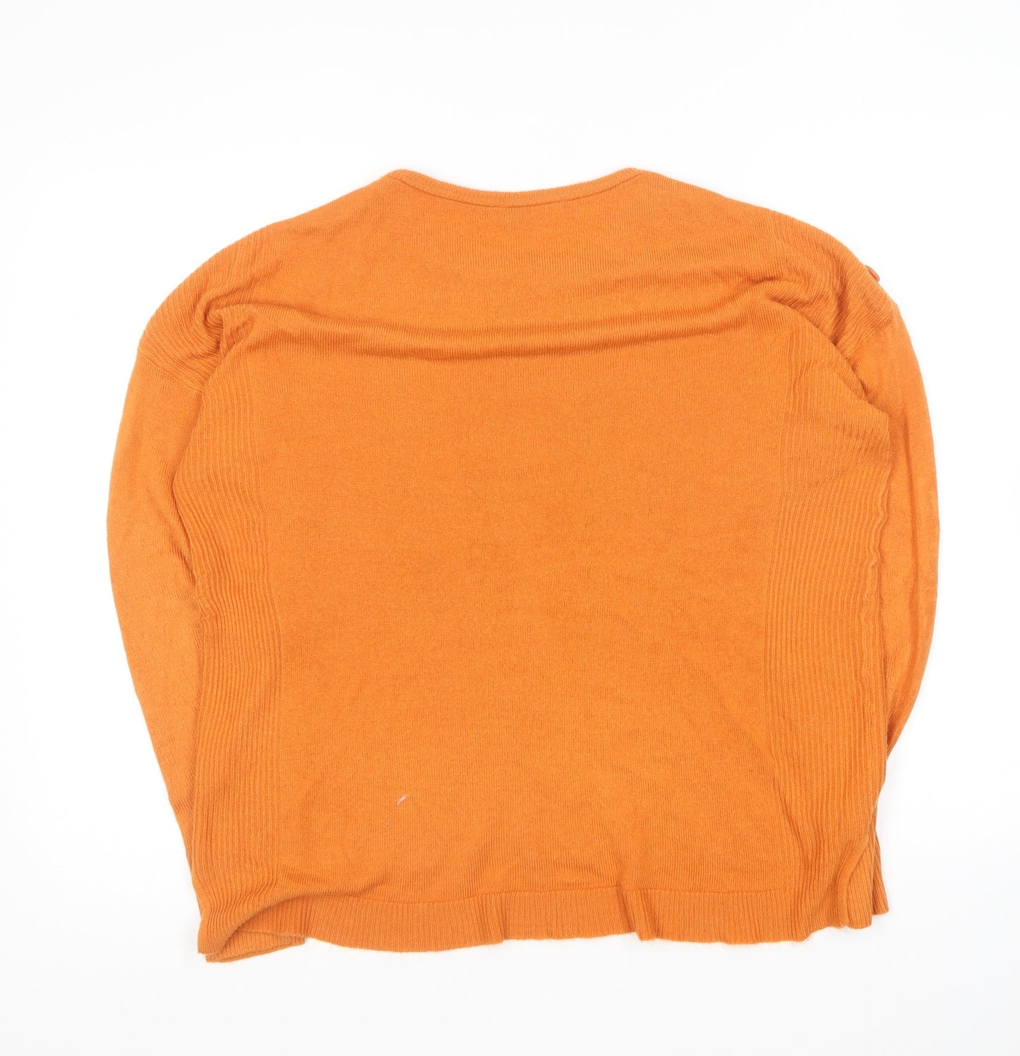 Pep&Co Womens Orange Round Neck Acrylic Pullover Jumper Size L