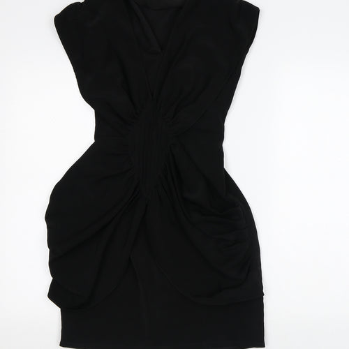 Du-Dee Womens Black Polyester Fit & Flare Size S Round Neck