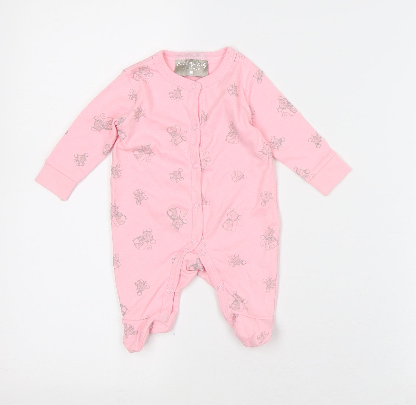 Rockabye-Baby Girls Pink Geometric Cotton Coverall One-Piece Size Newborn - Mouse