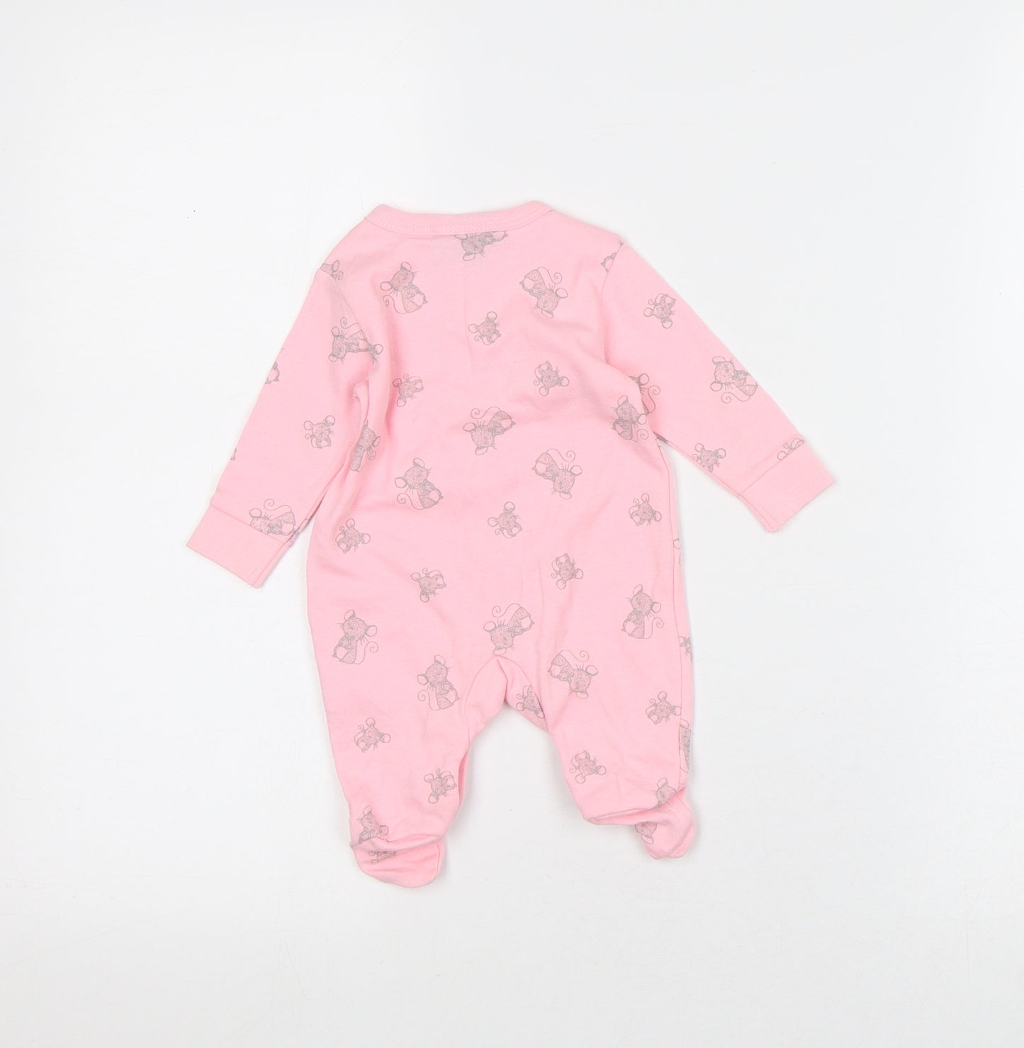 Rockabye-Baby Girls Pink Geometric Cotton Coverall One-Piece Size Newborn - Mouse