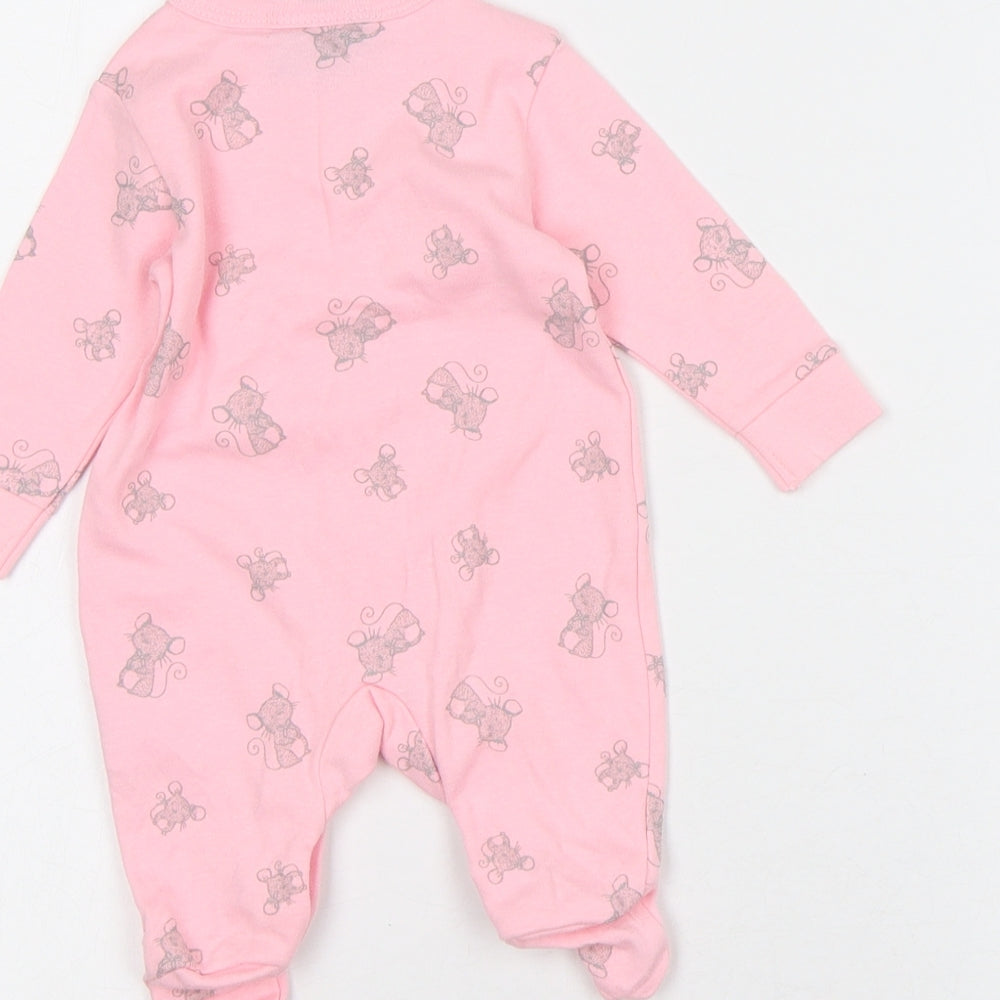 Rockabye-Baby Girls Pink Geometric Cotton Coverall One-Piece Size Newborn - Mouse