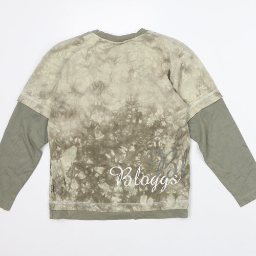 Joe Bloggs Boys Green Geometric Cotton Pullover Sweatshirt Size 9-10 Years - Skull