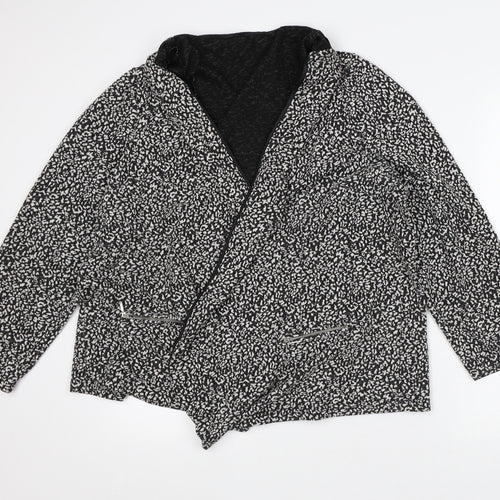 Preworn Womens Black Round Neck Geometric Polyester Cardigan Jumper Size L
