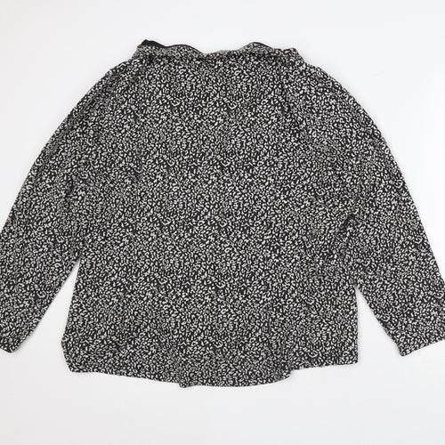 Preworn Womens Black Round Neck Geometric Polyester Cardigan Jumper Size L