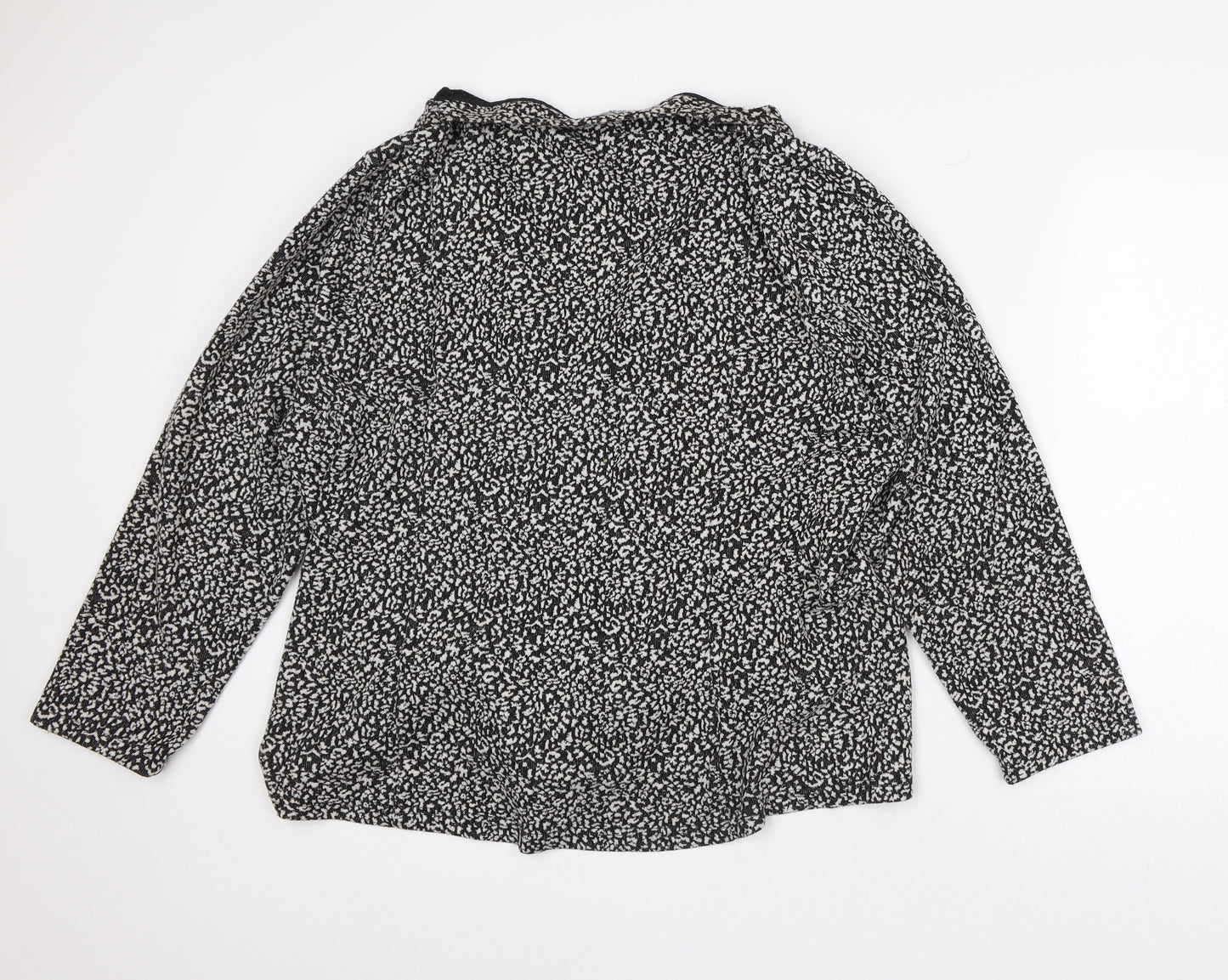 Preworn Womens Black Round Neck Geometric Polyester Cardigan Jumper Size L