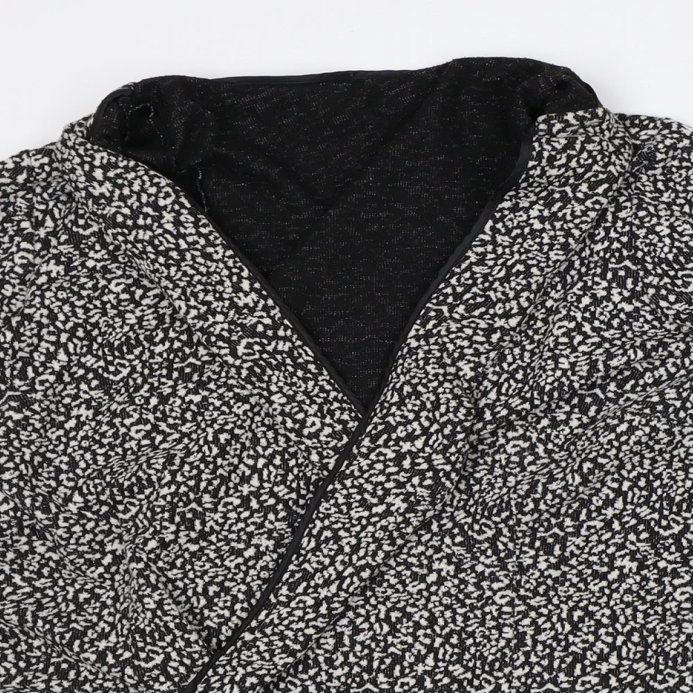 Preworn Womens Black Round Neck Geometric Polyester Cardigan Jumper Size L