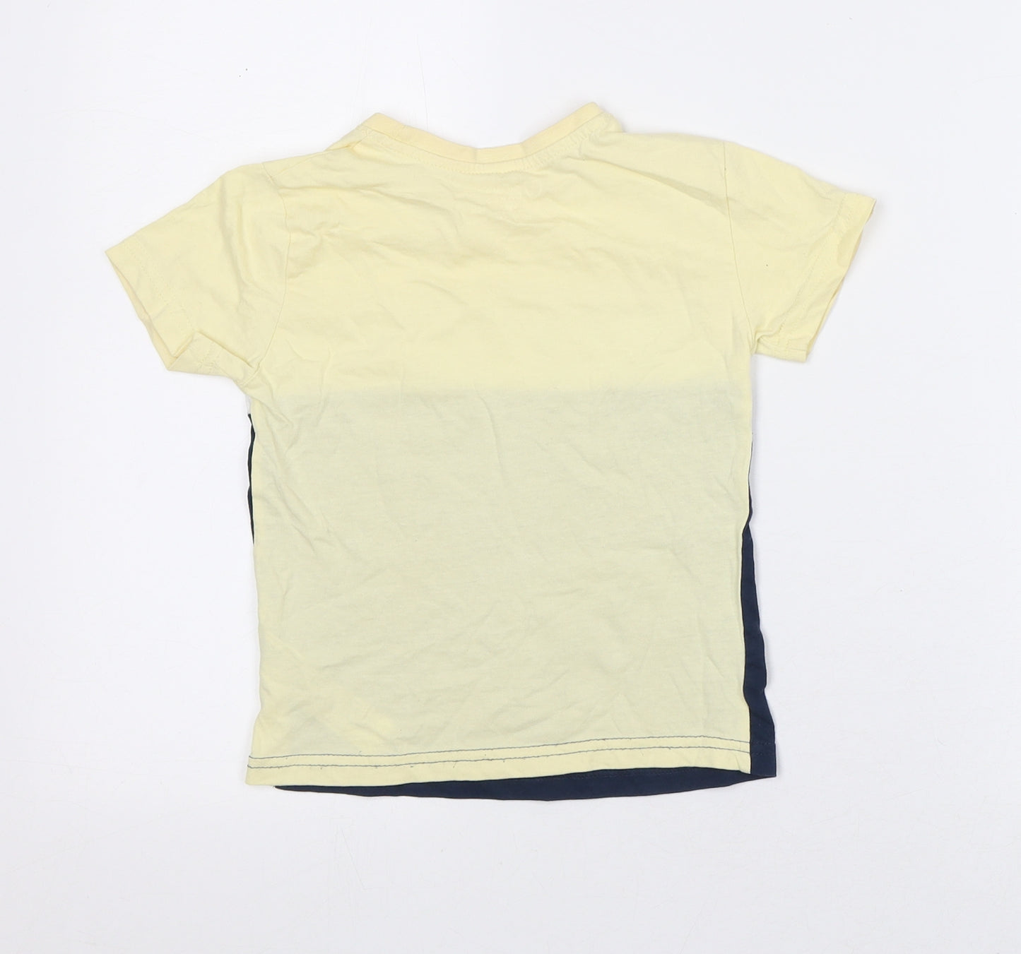 Primark Girls Yellow Striped Cotton Basic T-Shirt Size 4-5 Years Crew Neck