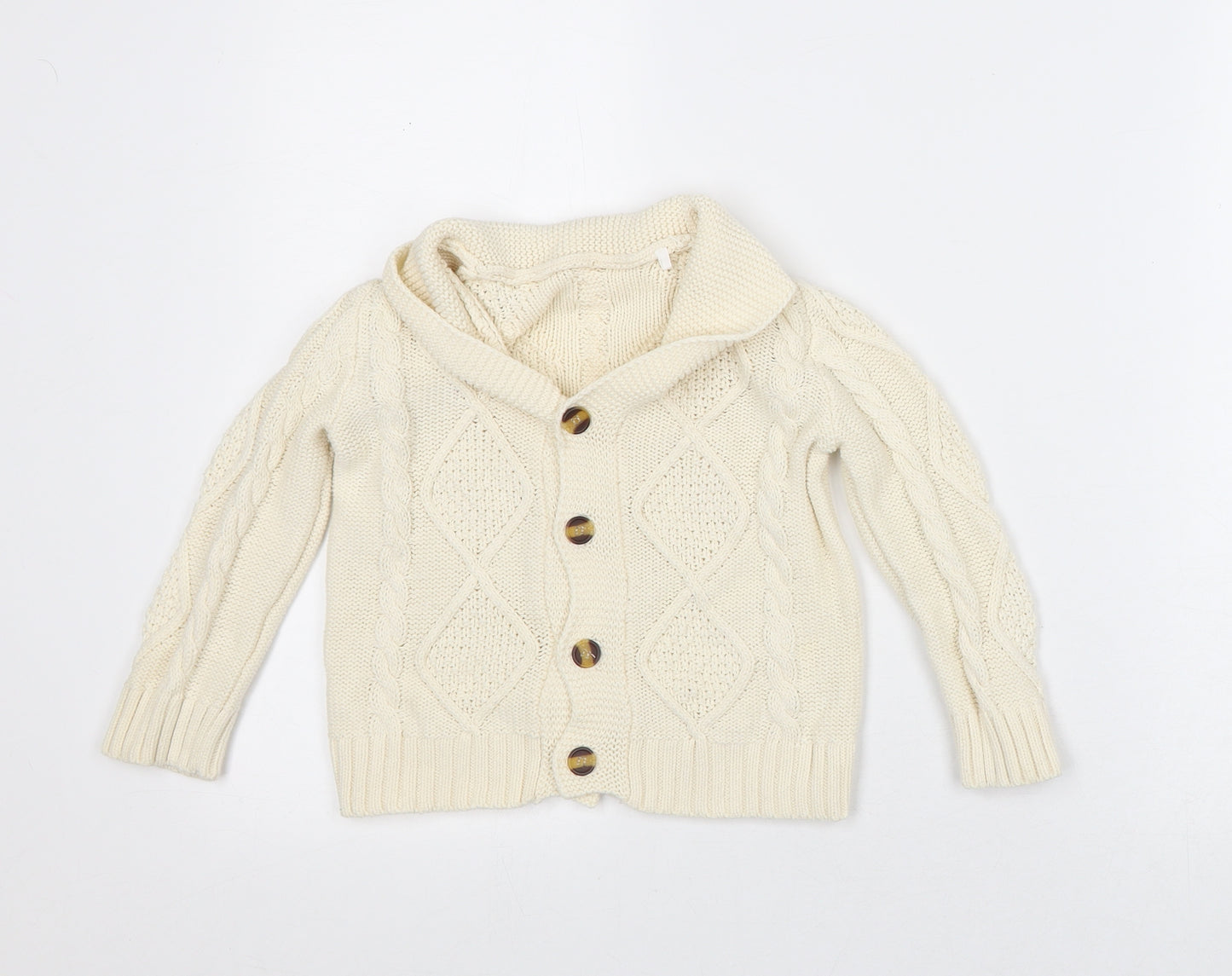 Mini Club Girls Beige V-Neck Cotton Cardigan Jumper Size 2-3 Years