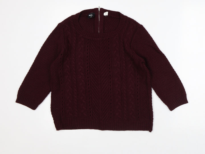 BDG Womens Purple Round Neck Acrylic Pullover Jumper Size S