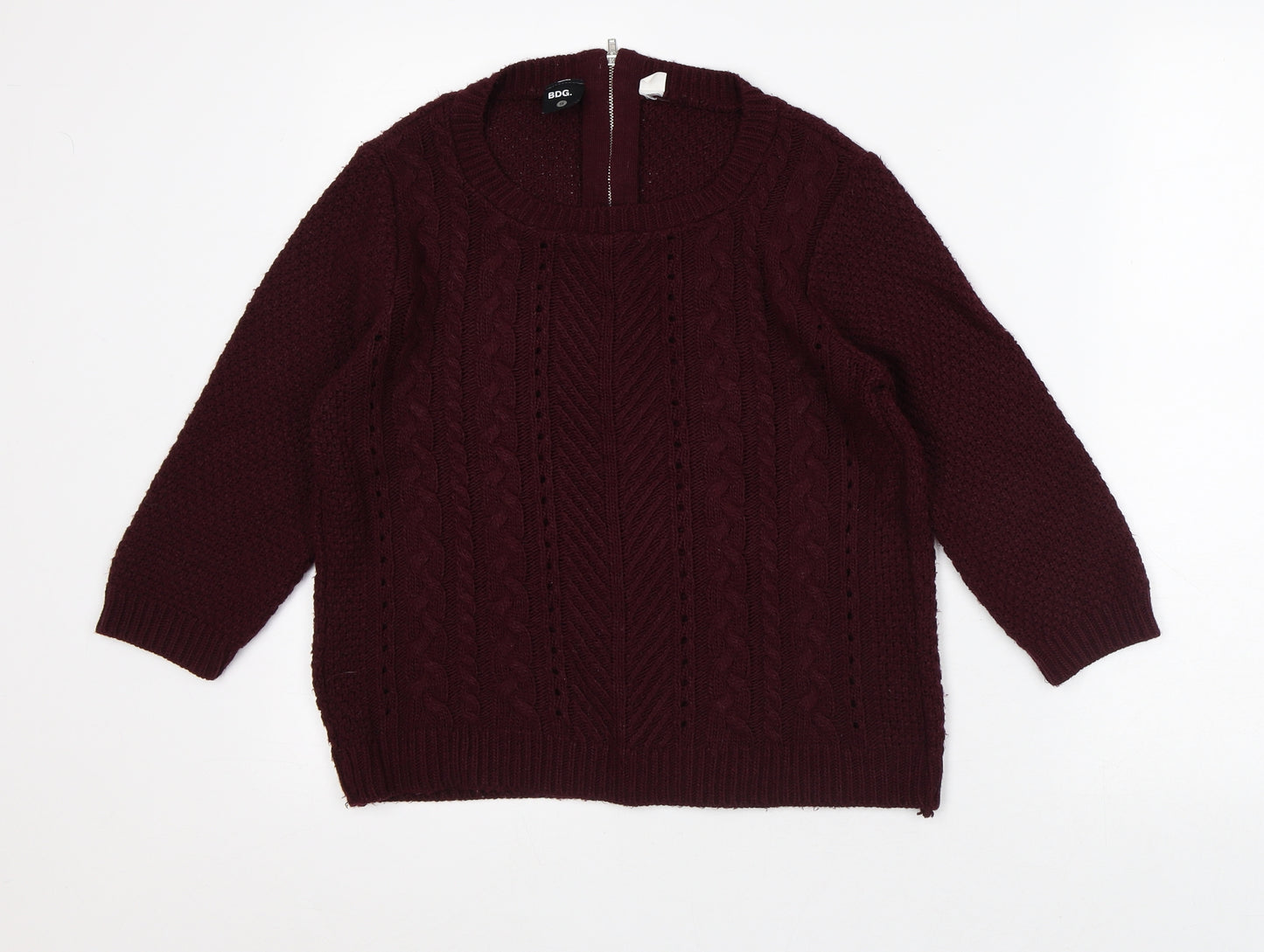 BDG Womens Purple Round Neck Acrylic Pullover Jumper Size S