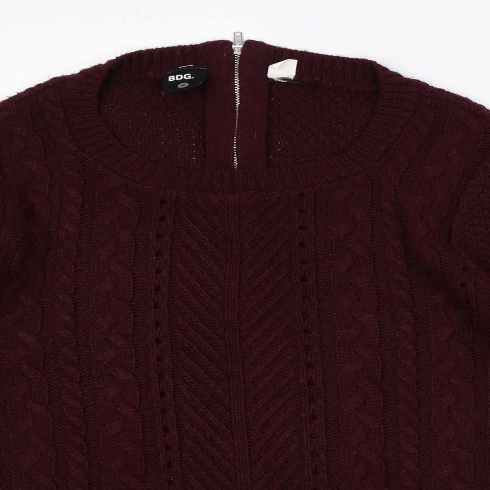 BDG Womens Purple Round Neck Acrylic Pullover Jumper Size S