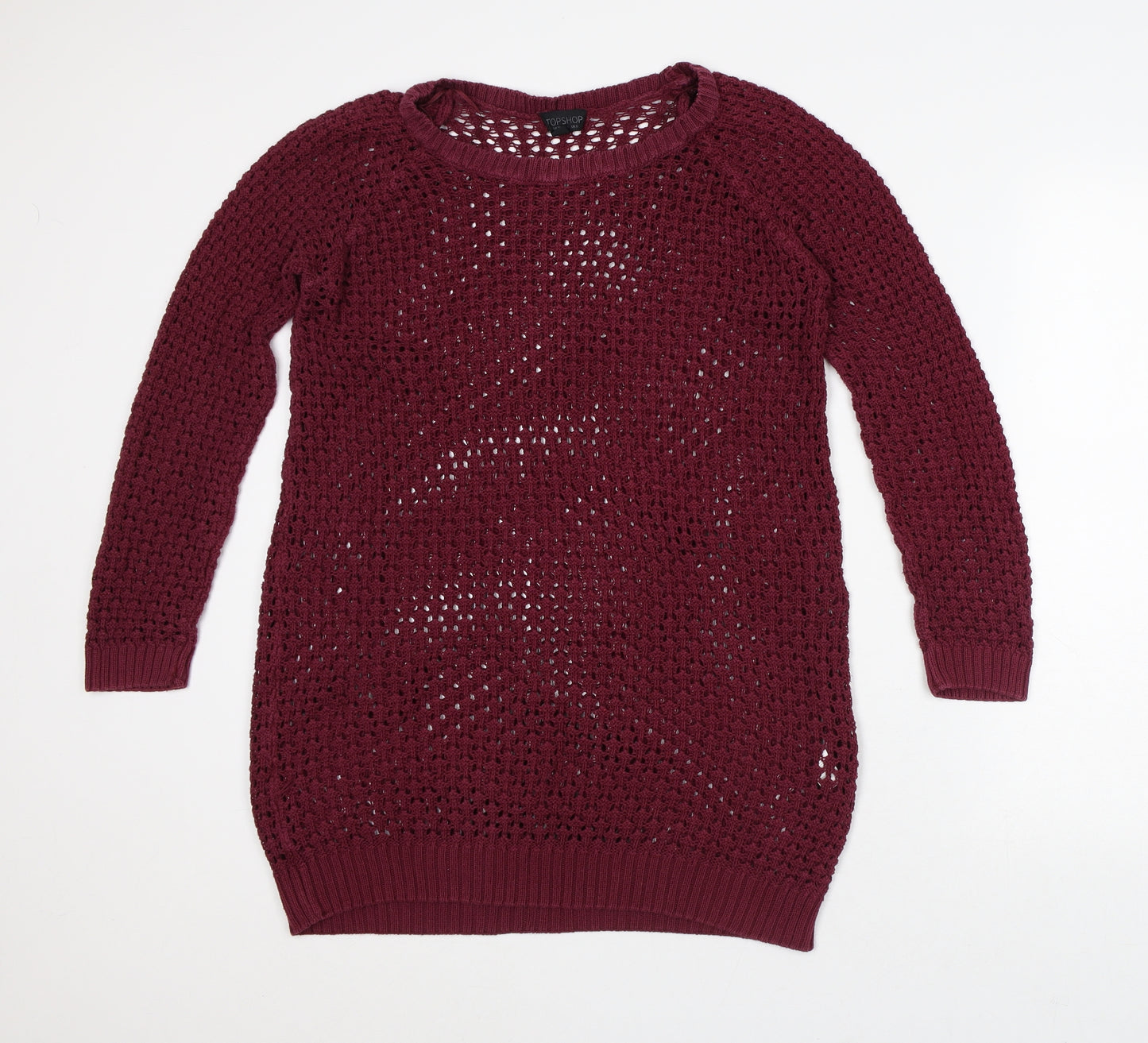 Topshop Womens Purple Round Neck Cotton Pullover Jumper Size 10