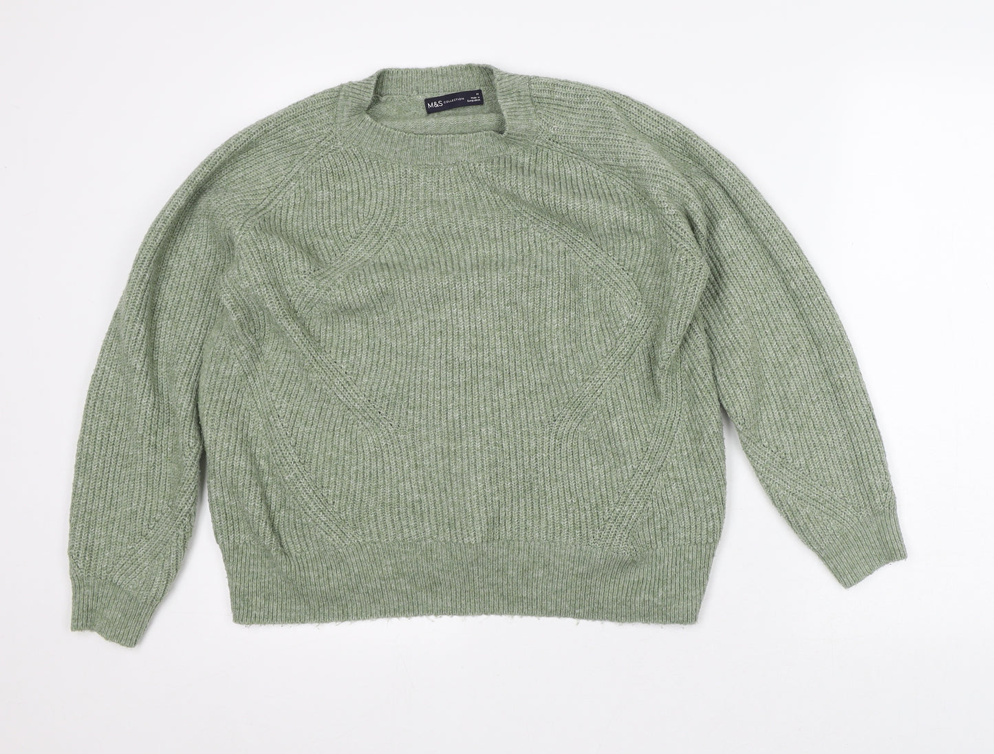 Marks and Spencer Mens Green Crew Neck Acrylic Pullover Jumper Size M