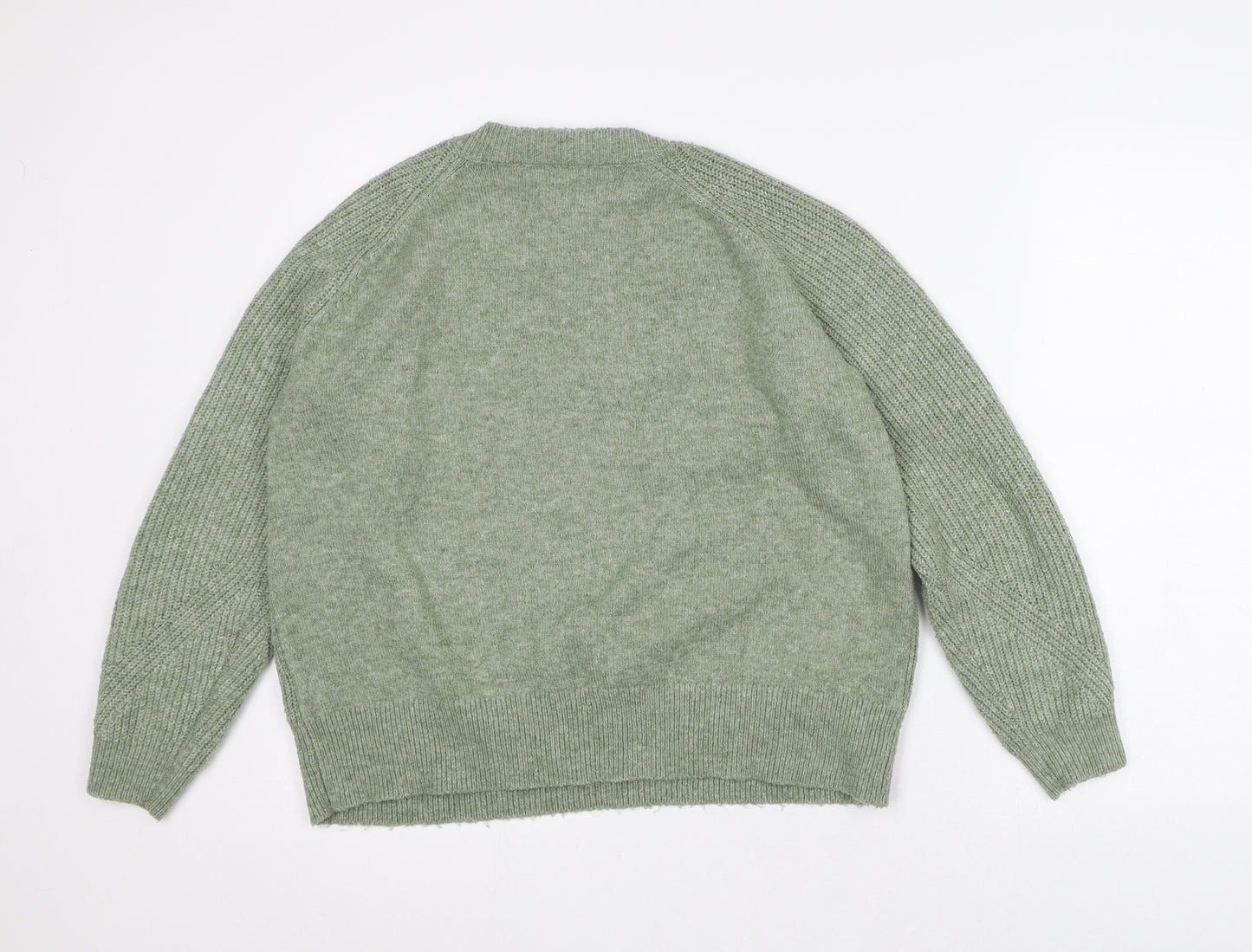 Marks and Spencer Mens Green Crew Neck Acrylic Pullover Jumper Size M