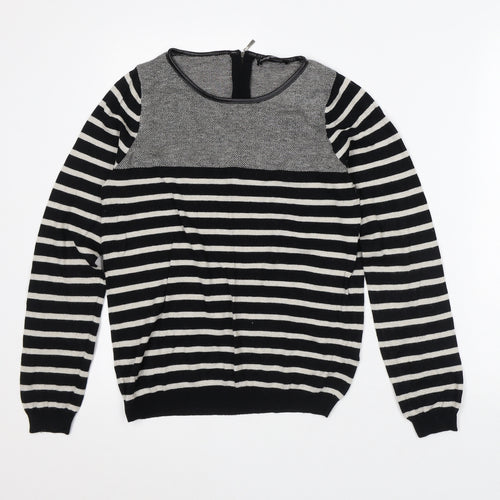Autograph Womens White Striped Viscose Pullover Sweatshirt Size 8