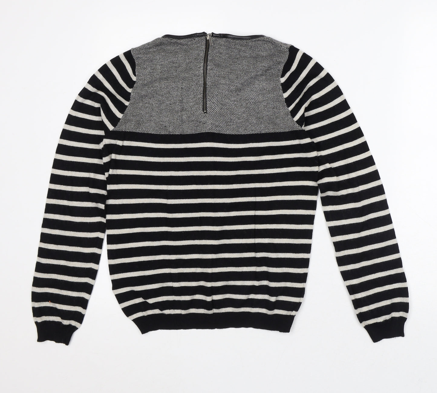 Autograph Womens White Striped Viscose Pullover Sweatshirt Size 8