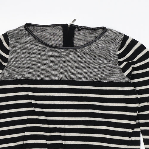 Autograph Womens White Striped Viscose Pullover Sweatshirt Size 8