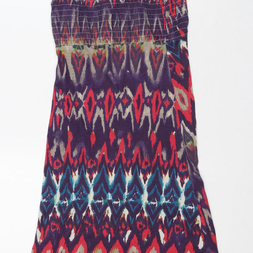 La Redoute Womens Multicoloured Geometric Cotton A-Line Size 6 Square Neck - Tie-dye
