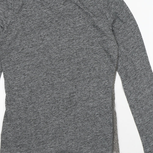 In Wear Womens Grey Geometric Linen Basic T-Shirt Size 12 Round Neck - Lace