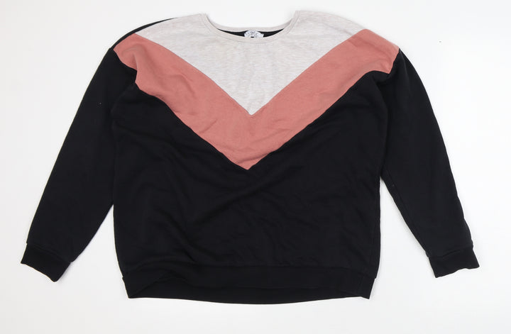 Papaya Womens Black Striped Polyester Pullover Sweatshirt Size 10