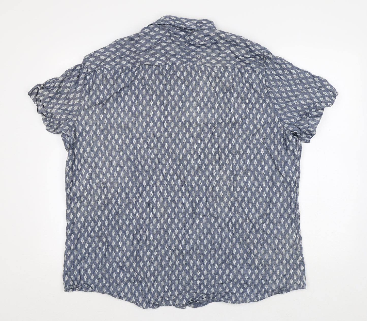 F&F Mens Blue Geometric Cotton Button-Up Size 2XL Collared