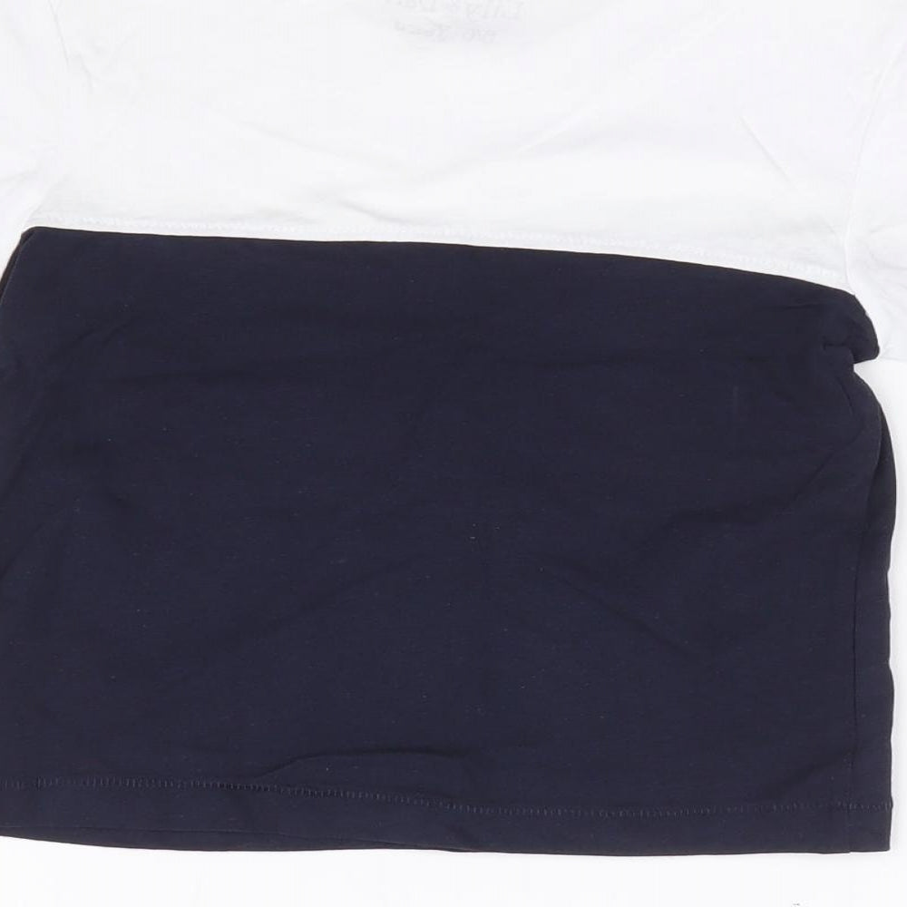 Lily & Dan Boys Blue Colourblock 100% Cotton Basic T-Shirt Size 5-6 Years Crew Neck Pullover