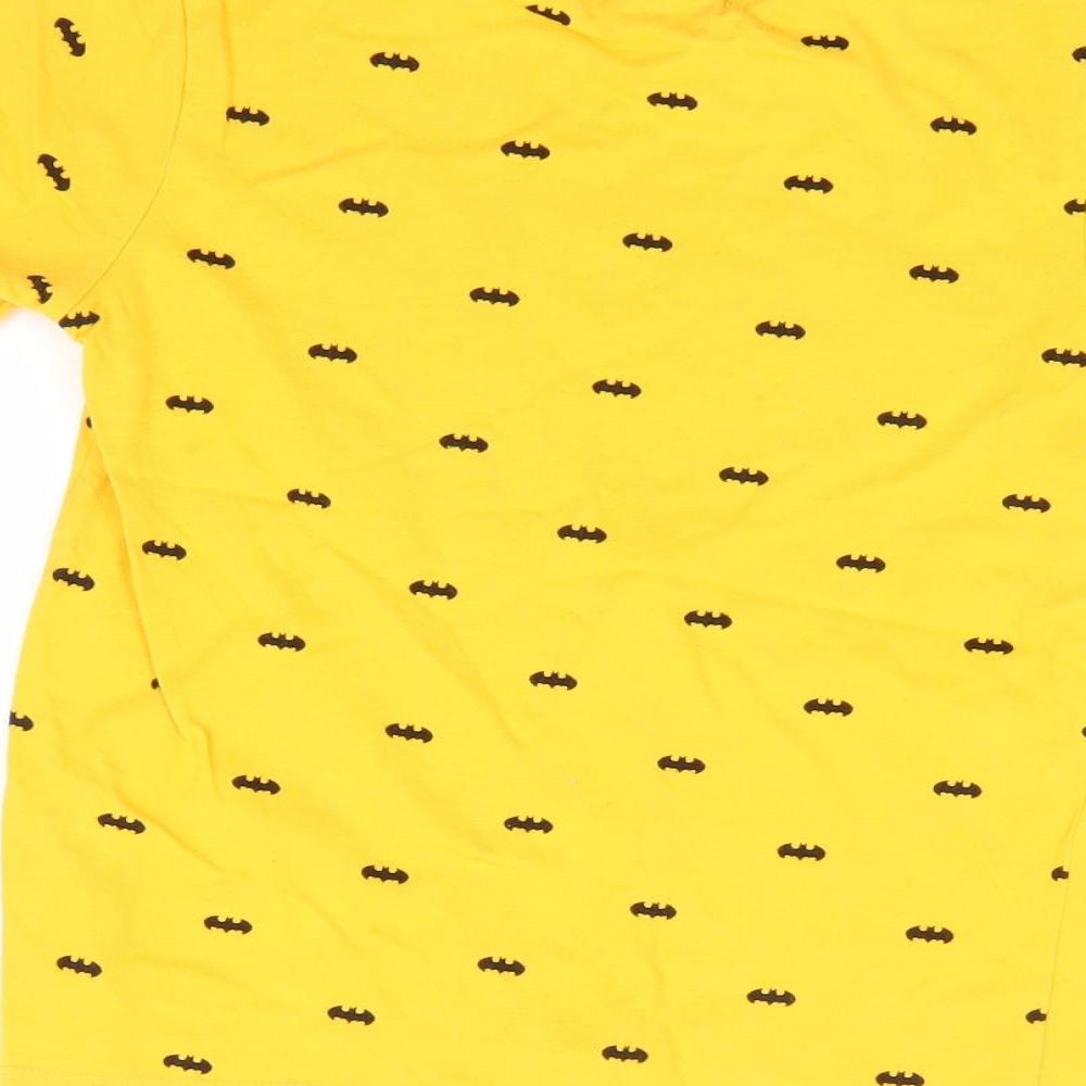 George Boys Yellow Geometric 100% Cotton Jersey T-Shirt Size 5-6 Years Crew Neck Pullover - Batman