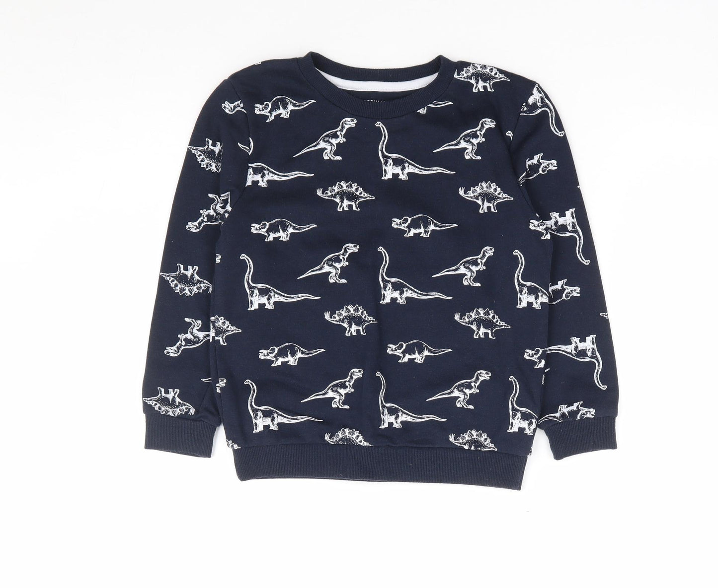 Primark Boys Blue Geometric Cotton Pullover Sweatshirt Size 5-6 Years Pullover - Dinosaur