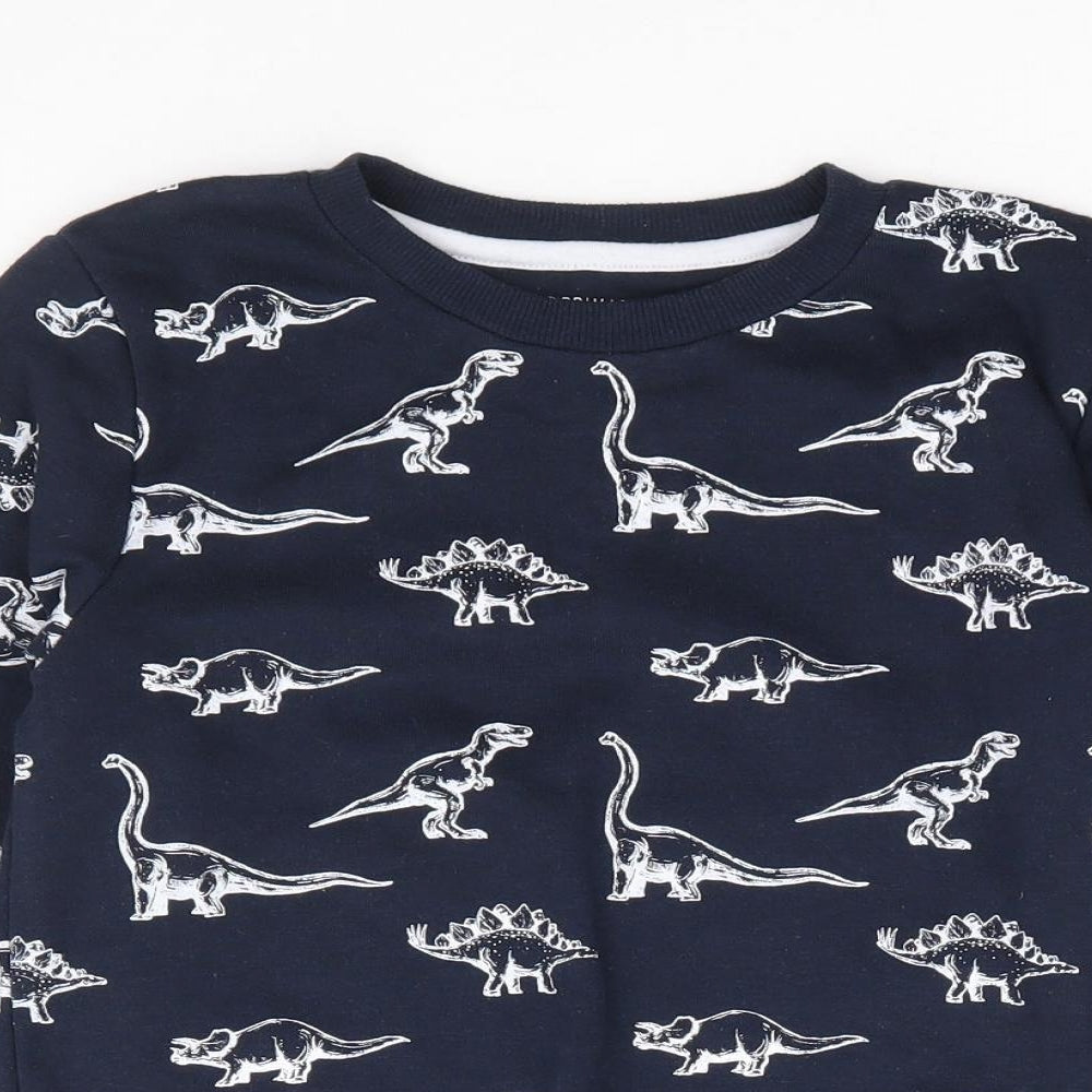 Primark Boys Blue Geometric Cotton Pullover Sweatshirt Size 5-6 Years Pullover - Dinosaur