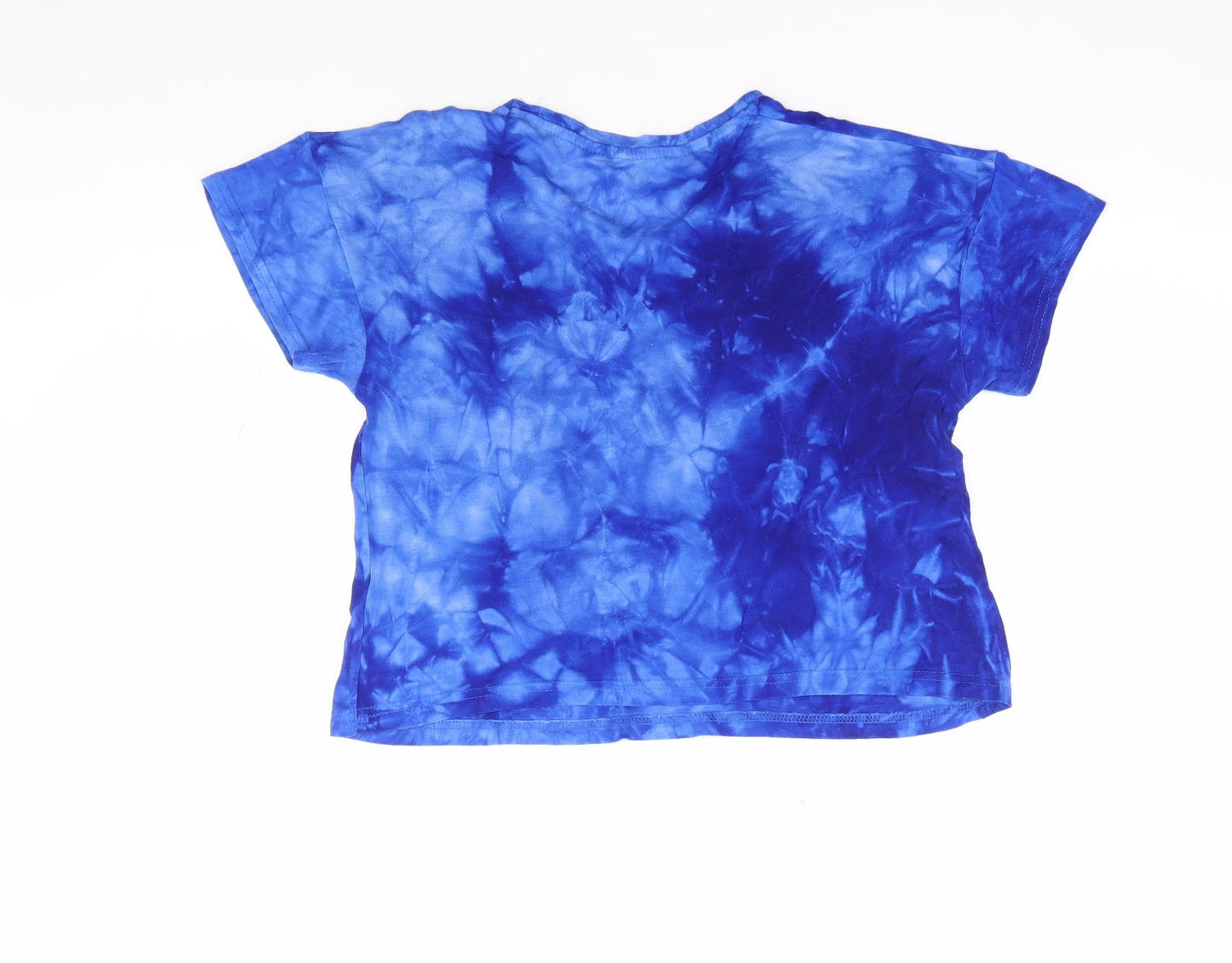 New Look Girls Blue Viscose Cropped T-Shirt Size 12-13 Years Round Neck Pullover