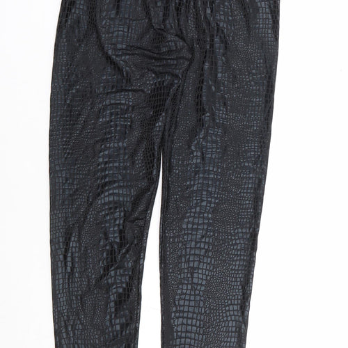 SheIn Girls Black Geometric Polyester Jogger Trousers Size 12 Years Regular