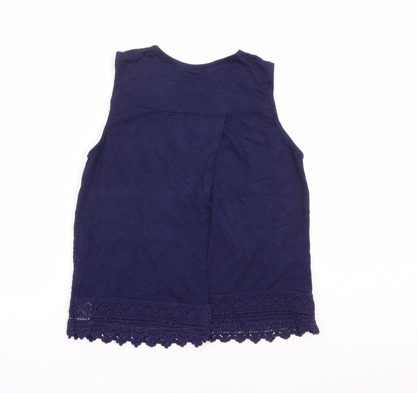 New Look Girls Blue Floral Cotton Jersey Tank Size 12 Years Round Neck Pullover