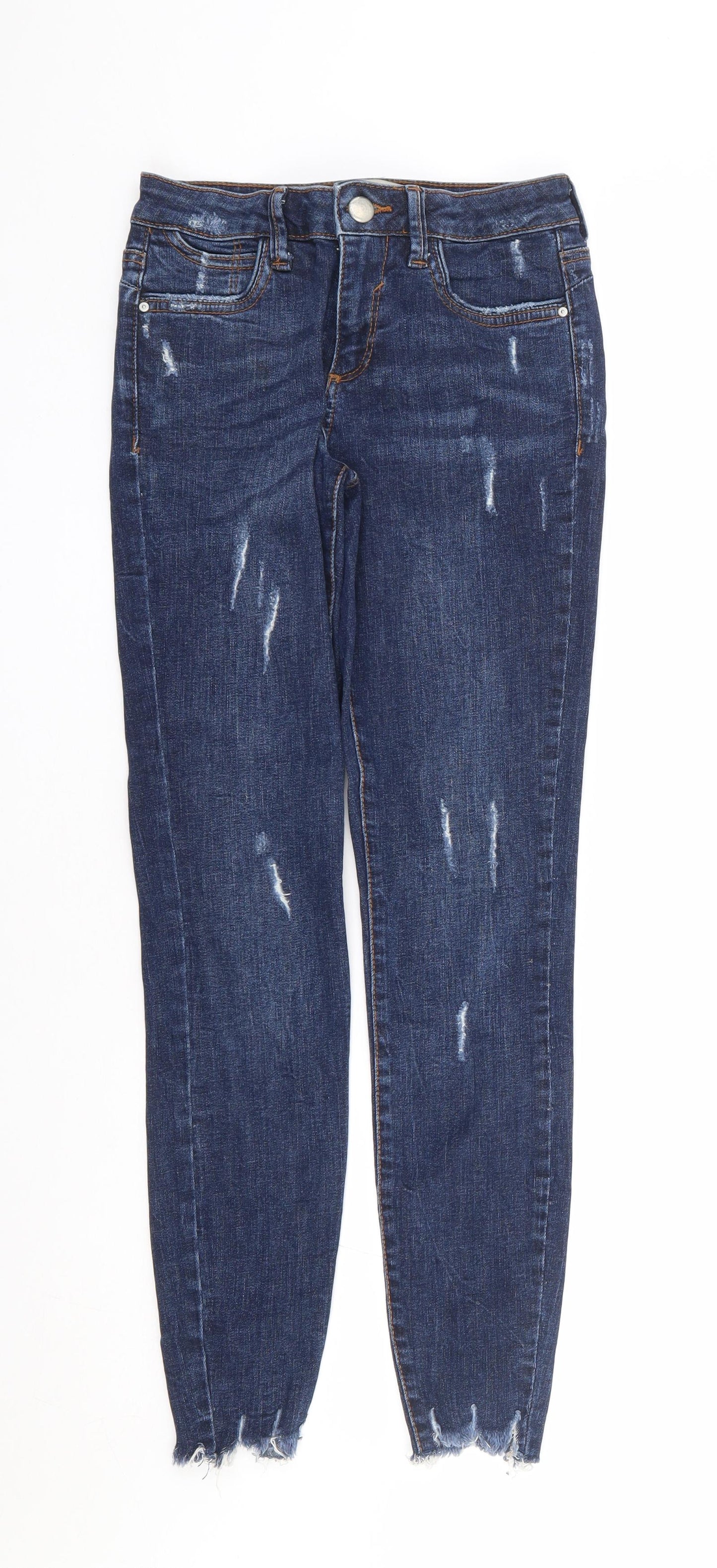 Primark Womens Blue Cotton Skinny Jeans Size 6 L27 in Regular Zip