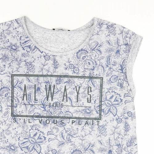 George Womens Blue Floral Polyester Jersey Tank Size 14 Round Neck