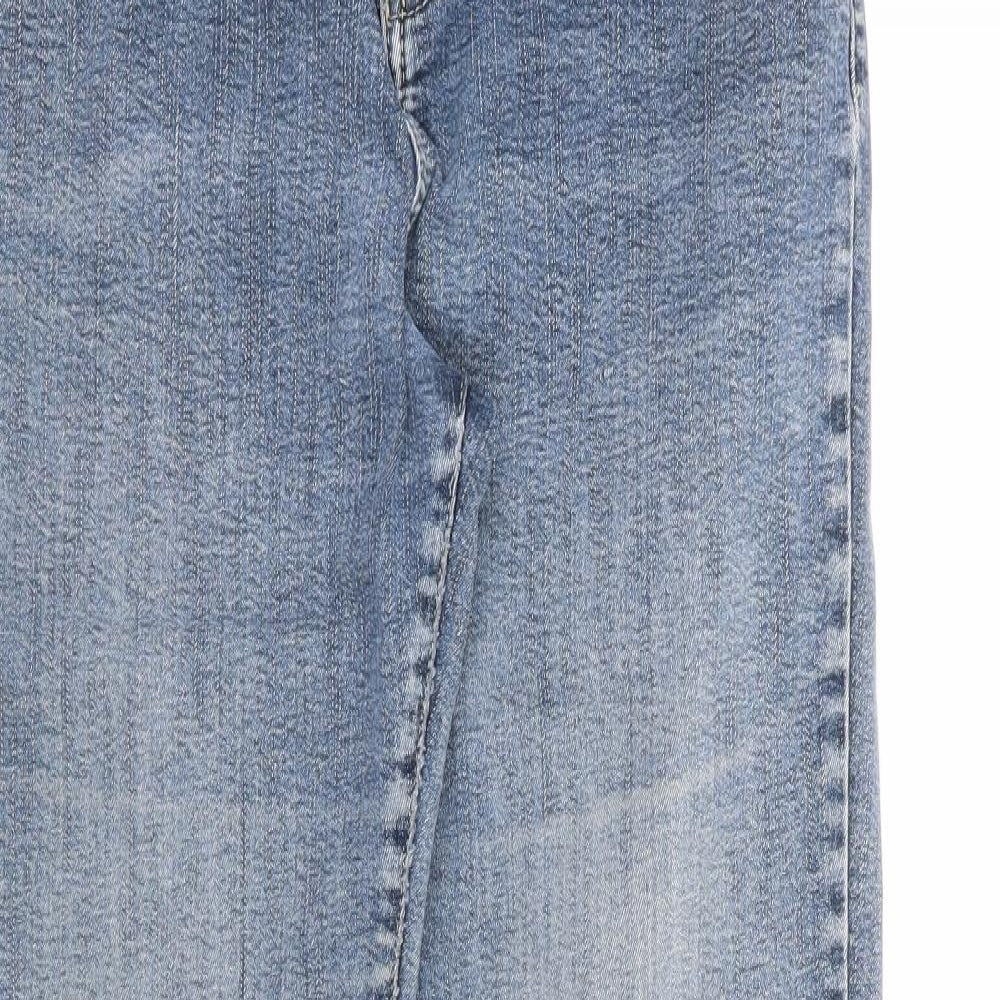 Per Una Womens Blue Cotton Straight Jeans Size 10 L28 in Regular Zip