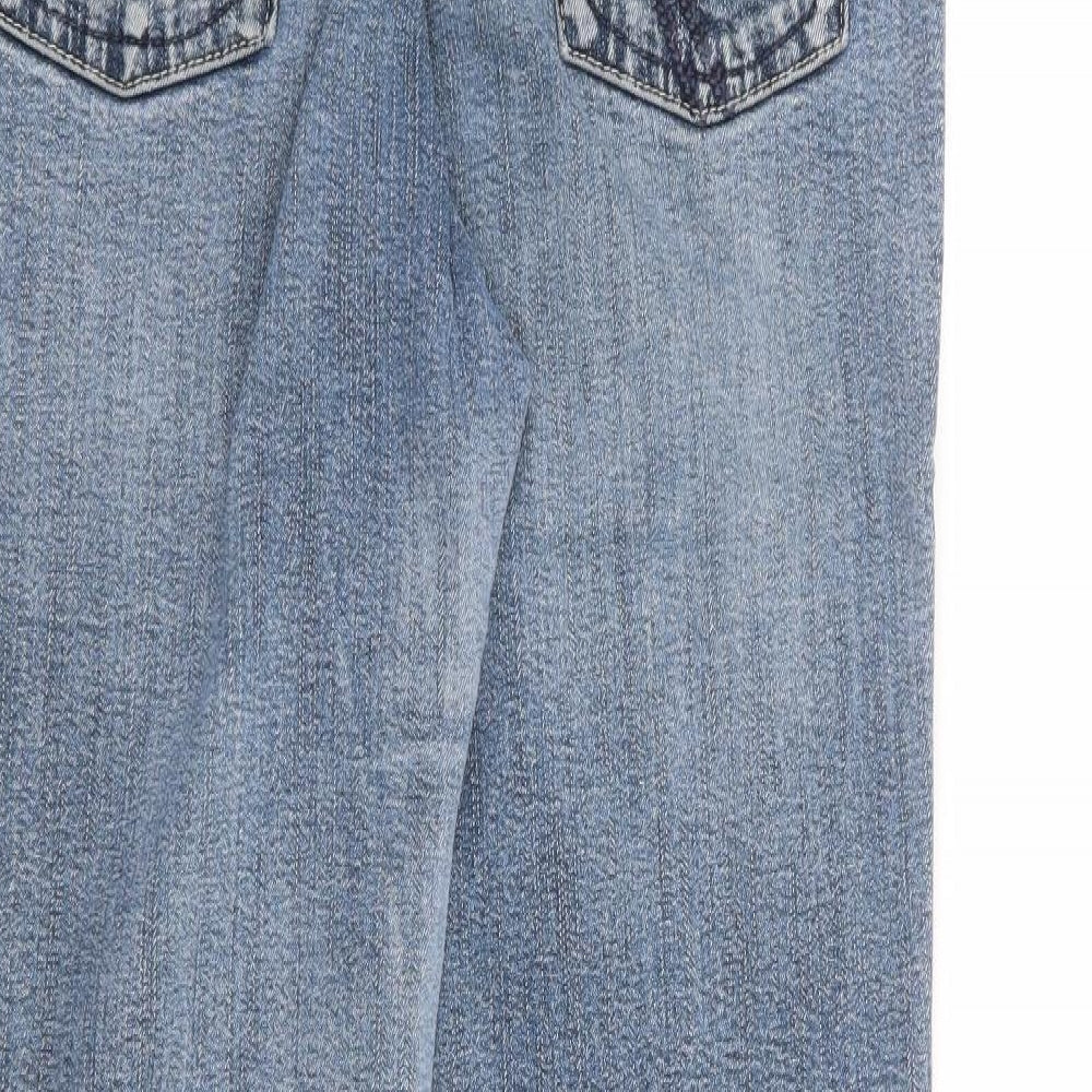 Per Una Womens Blue Cotton Straight Jeans Size 10 L28 in Regular Zip