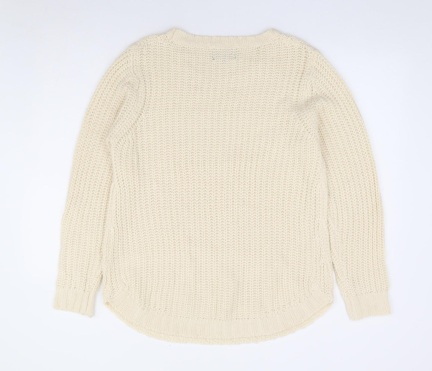 AOC Womens Ivory Round Neck Acrylic Pullover Jumper Size S