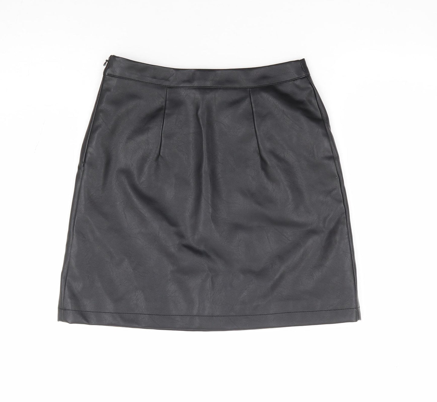 Primark Womens Black Polyurethane Mini Skirt Size 6 Zip
