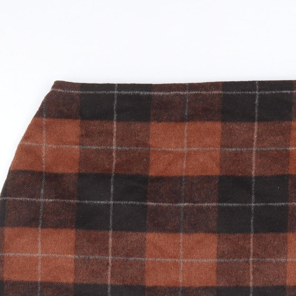 Primark Womens Orange Plaid Polyester Mini Skirt Size 4 Zip