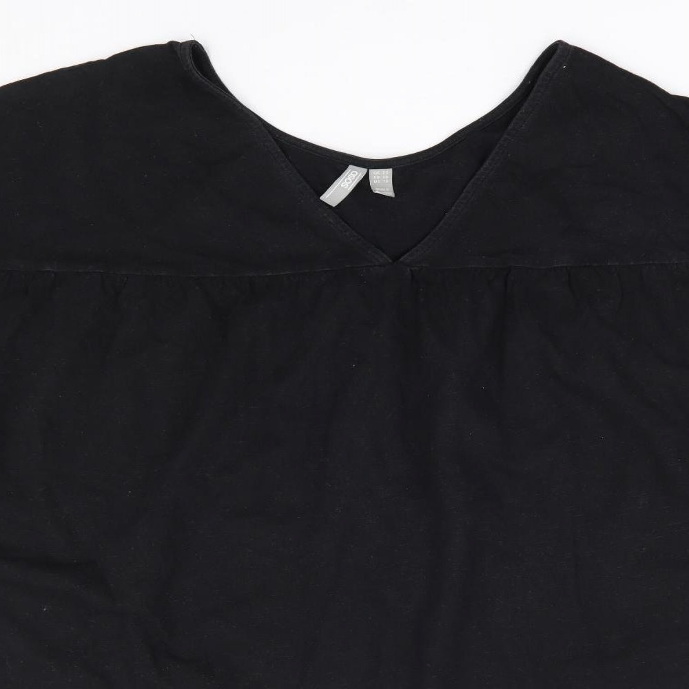 ASOS Womens Black 100% Cotton Basic T-Shirt Size 22 V-Neck