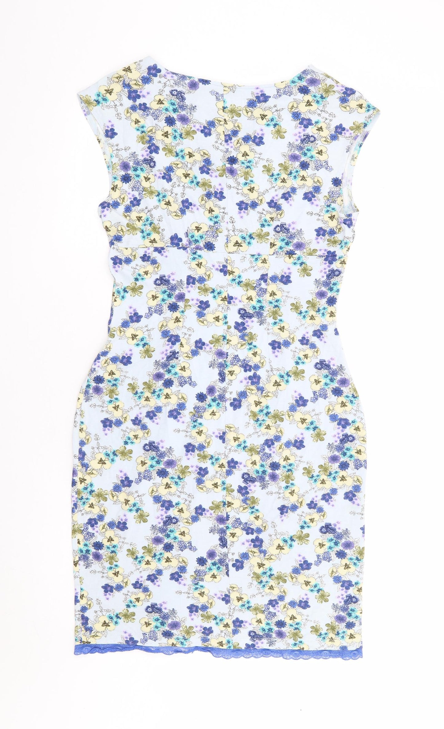 Papaya Womens Blue Floral Viscose Wrap Dress Size 12 V-Neck Pullover