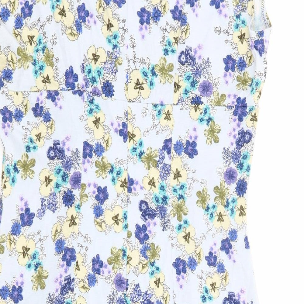 Papaya Womens Blue Floral Viscose Wrap Dress Size 12 V-Neck Pullover