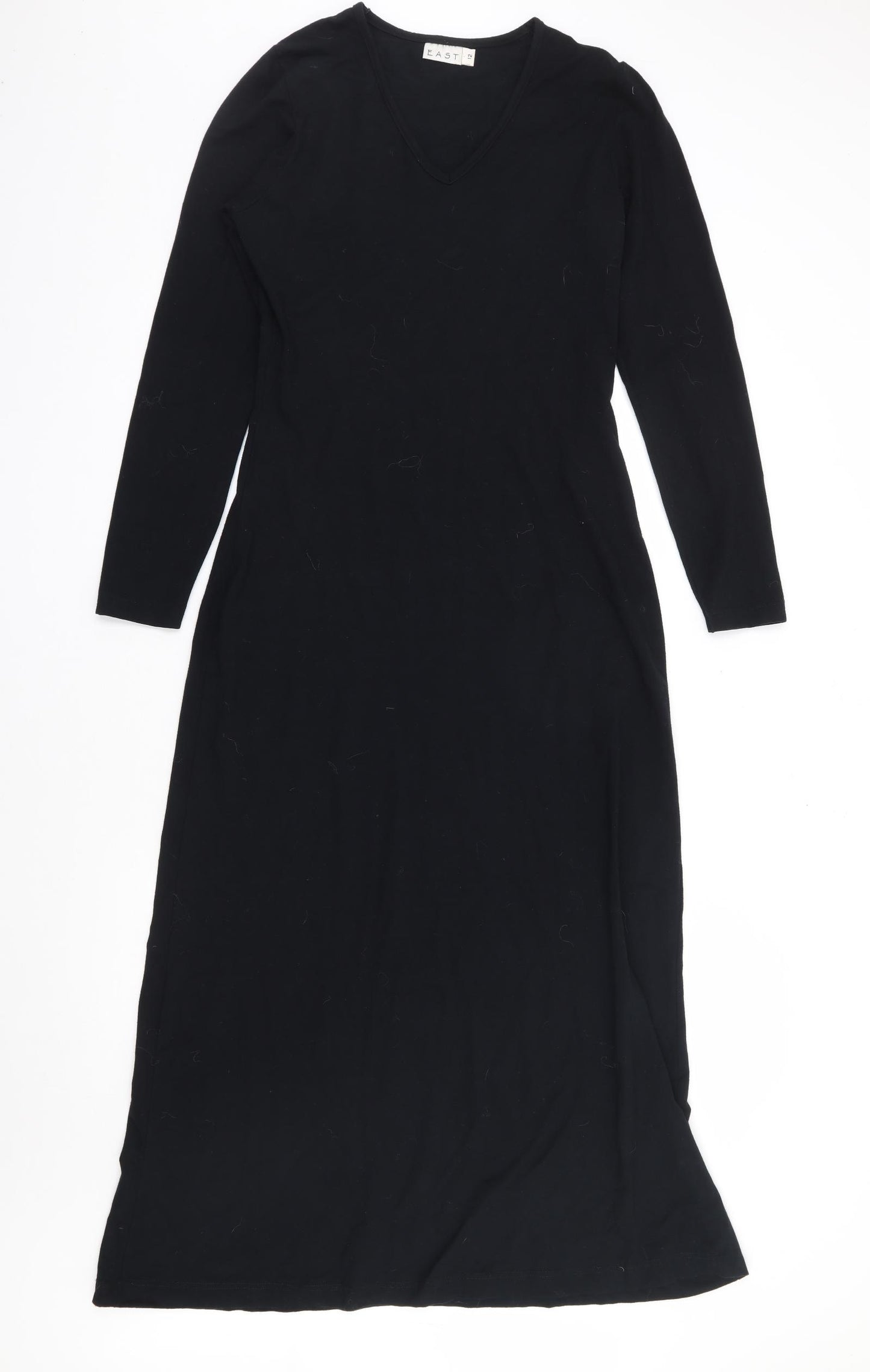 EAST Womens Black Viscose Fit & Flare Size 12 V-Neck Pullover