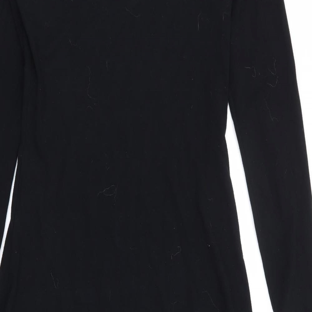 EAST Womens Black Viscose Fit & Flare Size 12 V-Neck Pullover